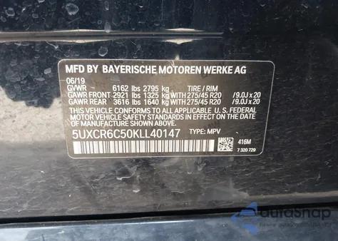 2019 BMW X5 xDrive40I from USA, damaged, VIN 5UXCR6C50KLL40147